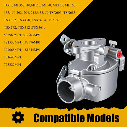 181643M91 Carburetor for Massey Ferguson TE20 TO20 TO30 — Top View