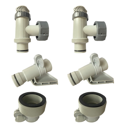iFJF 6 PCS 1.25" to 1.5" Pool Type B Hose Adapter & Plunger Valve & Pipe Holder Replacement for Intex