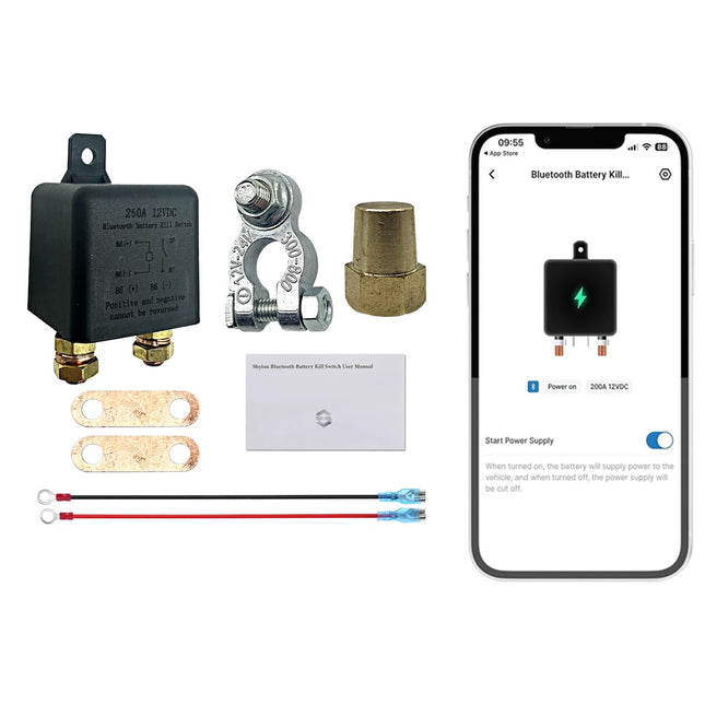 250A Bluetooth Kill Switch — 12V Remote Battery Disconnect for Car Truck RV UTV