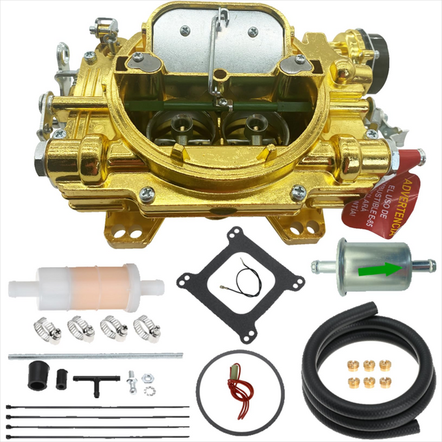 iFJF 1403 4 Barrel Carburetor Performer for 500 CFM Square Bore Air Valve Electric Choke Carburetor NO EGR（Golden）