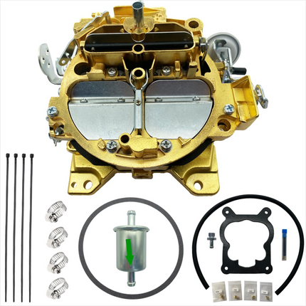 iFJF 1901R 4 Barrel Carburetor for 4MV 750 CFM Truck Carburetor Manual Choke Vacuum Secondary (Golden)