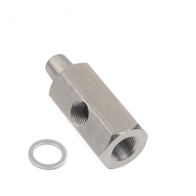 iFJF 1/8'' BSPT Oil Pressure Sensor Tee to NPT Adapter Turbo Supply Feed Line Gauge