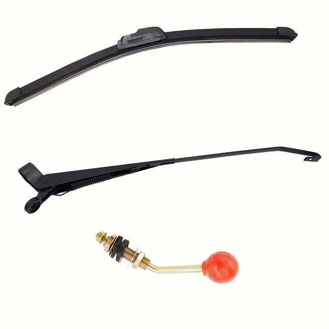 iFJF 15.7 Inch Universal UTV Windshield Wiper Hand Front Operated Kit Compatible with Polaris Ranger RZR 800 900 Kawasaki Can Am of Manual (1 Pack)