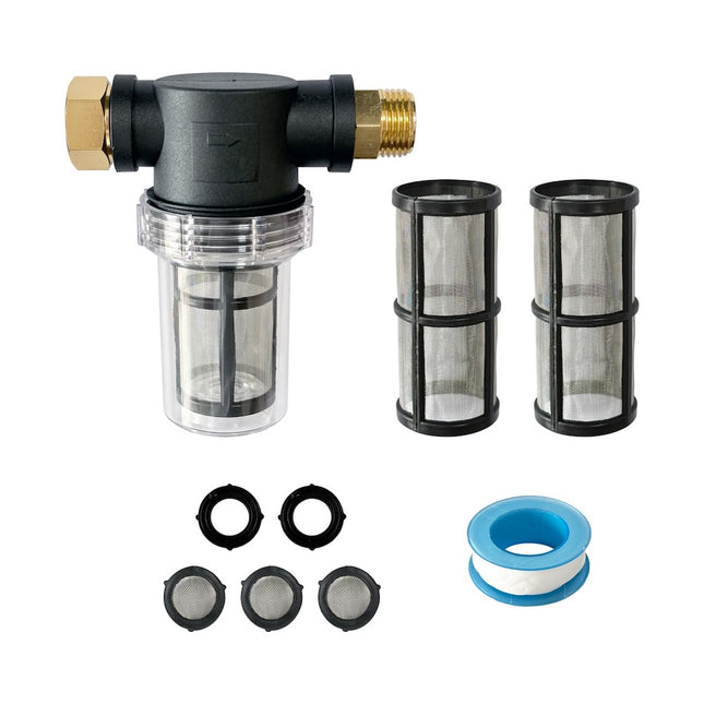 iFJF 100 Mesh Water Pump Filter 3/4 Inch Interface Equipped with 2Pcs 100 Mesh Stainless Steel Filters for Water Pumps, Pressure Cleaners, RVs, Ships and Gardens