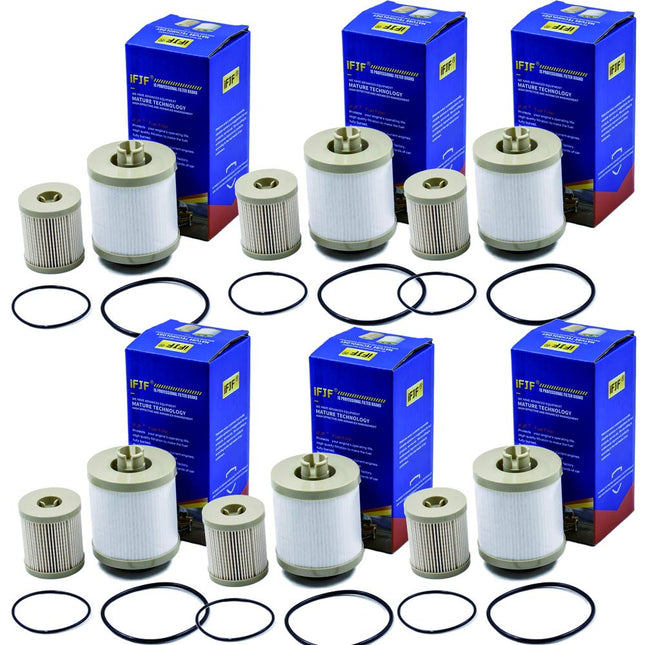 iFJF FD4616 Fuel Filter Lower Lifter Pump Filter and Upper Fuel Bowl Filter Replacement for 6.0L V8 Super Duty F250 F350 F450 F550 2003-2007 Excursion 2003-2005 Replaces 3C3Z9N184CB(Set of 6)