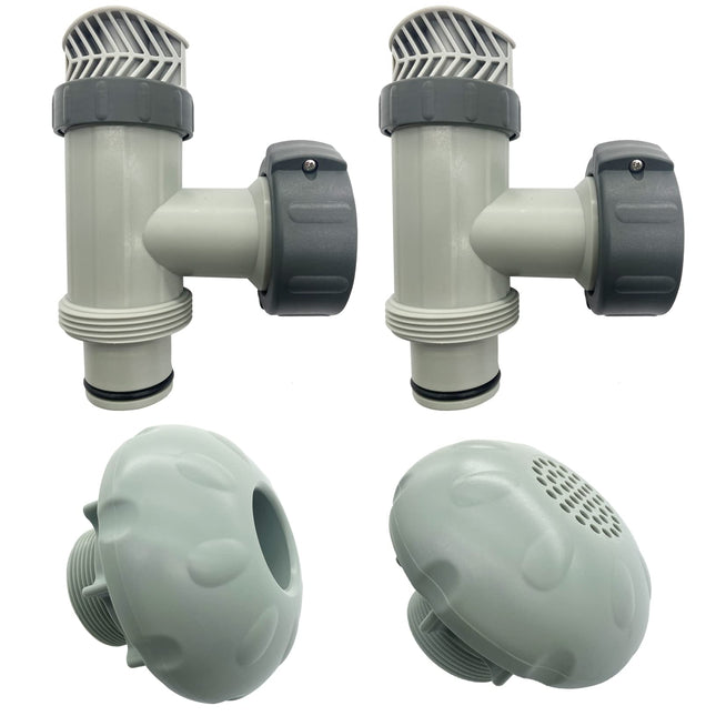 iFJF 2 Pack Plunger Valve & Fitting Inlet Water Nozzle & Fitting Outlet Strainer Grid Replacement for Ground Pool Parts Kit (4 Pack)
