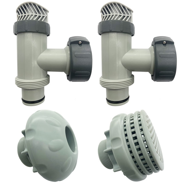 iFJF 2 Pack Plunger Valve & Inlet Water Nozzle & Filter Mesh Outlet Strainer Grid Replacement for Ground Pool Parts Kit (4 Pack)