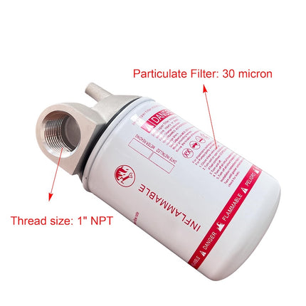 R18189-30 Spin-on Fuel Filter 1” NPT 30 Micron for Mobile & Stationary Fuel Tank Pump for 25 GPM Gasoline Diesel Kerosene