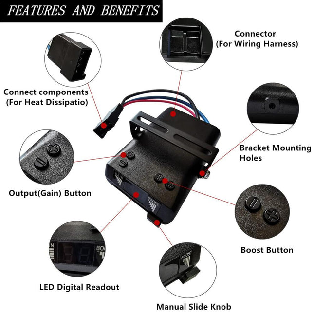 iFJF 8508211 Proportional Electronic Trailer Brake Controller Digital LED Screen Display with 2 to 8 Braking System