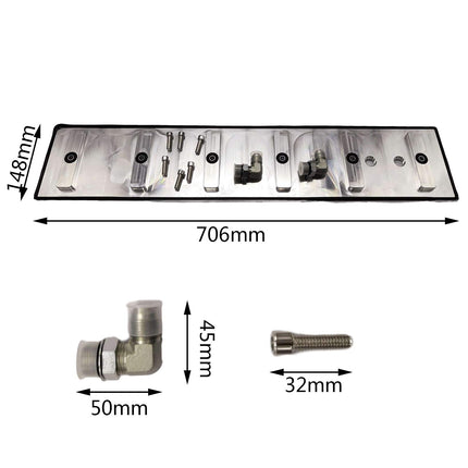 iFJF Billet Aluminum Tappet Cover Kit Replacement for 1989-2002 Cummins Diesel 5.9L 12v 24v Dual Port Ram VE44 P7100 Pumps (Silver)