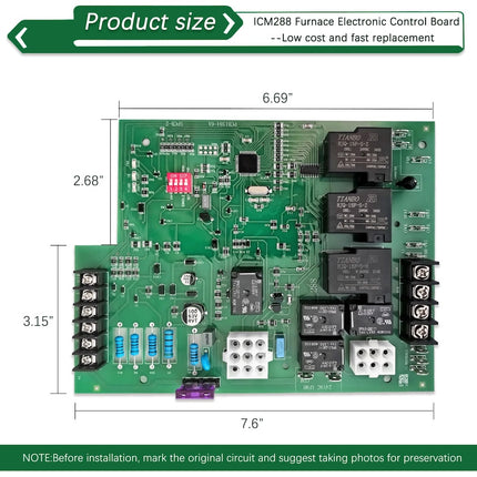 iFJF ICM288 Furnace Control Board Direct Replacement for White-Rodgers 62-24084-01, Rheem 62-24084-82 Durable with Diagnostic LED