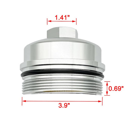EC781 Oil Filter Cap Billet Aluminum Anodized for FL2016 03-07 6.0L 08-10 6.4L Powerstroke F250-F550 03-05 Excursion 3C3Z-6766-CA