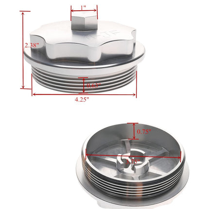 iFJF F81Z9G270BA Fuel Filter Cap Replacement for Powerstroke 7.3L V8 1999-2003 F250 F350 F450 F550 Super Duty 2000-2003 Excursion Billet Aluminum 1831193C91 RK31449 904-203 Silver 2Pcs