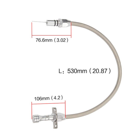 iFJF Flexible Stainless Transmission Dipstick Compatible/Replacement for Chevy TH-350/TH-400 Turbo SBC BBC 530mm -Firewall Mount (Silver)