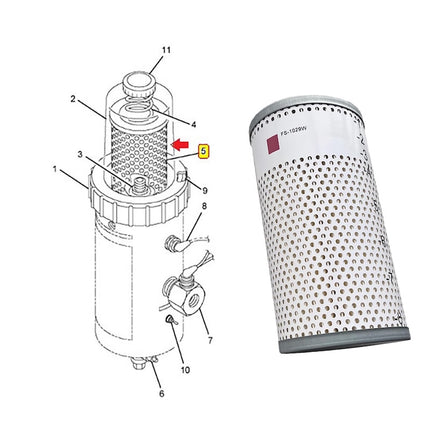 FS1029W Fuel/Water Separator Insert Filter Cartridge 10 micron for KENWORTH Truck Replace P550463 PF7548 PF7620