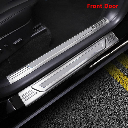 iFJF Door Sill Protector for Model Y 5 Seater 2019-2021 Stainless Steel Front and Rear 8 Pcs Silver Welcome Door Sill Guard