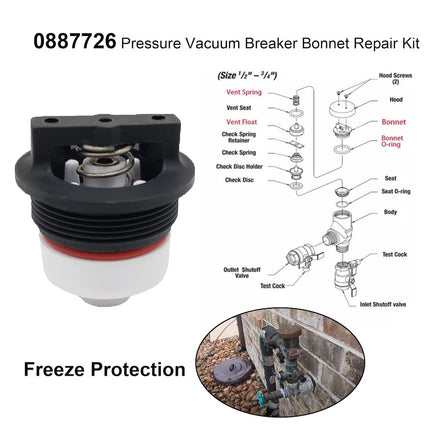 iFJF 0887726 800M4 Backflow Valve PVB Repair Kit Fits 800M4QT and LF800M4QT Convert 800M4QT to 800M4FR 1/2" - 3/4" Pressure Vacuum Circuit Breakers Freeze Resistant Retrofit Kit