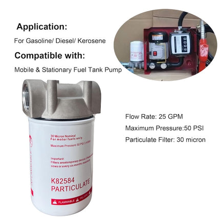 R18189-30 Spin-on Fuel Filter 1” NPT 30 Micron for Mobile & Stationary Fuel Tank Pump for 25 GPM Gasoline Diesel Kerosene