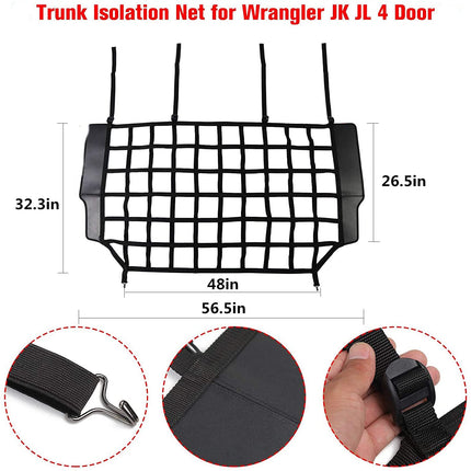 iFJF Vehicle Rear Seat Isolation Barrier Net Back Pet Dog Seat Divider for 2007-2021 Wrangler JK JL Unlimited for Pet Dog Safe Drive