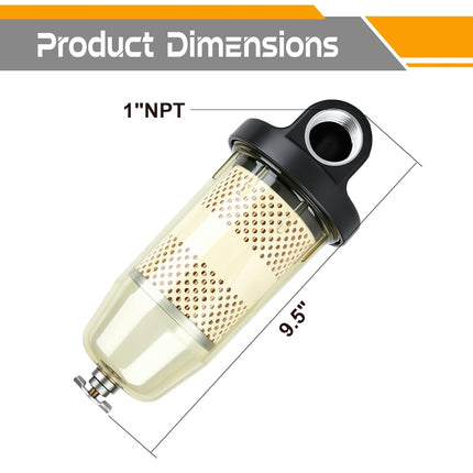 Fuel Tank Filter Assembly 30-Micron B10-AL Diesel/Gas — Bowl Detail