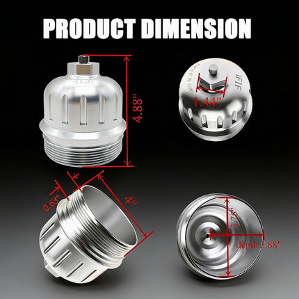 2017-2020 Chevy Silverado/GMC Sierra 2500HD 3500HD 6.6L Billet Aluminum Fuel Filter Housing Cap Silver, Replaces 134001