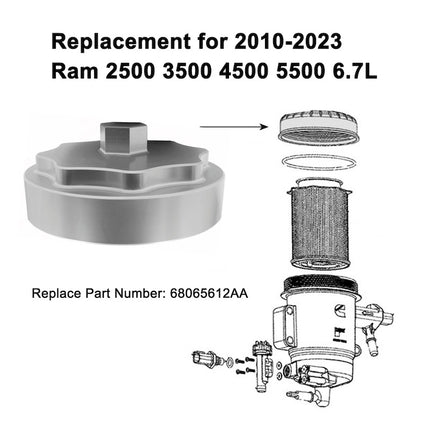 iFJF Fuel Filter Housing Cover Cap Silver for Ram 6.7L 2500 3500 4500 5500 2010-2019 68065612AA