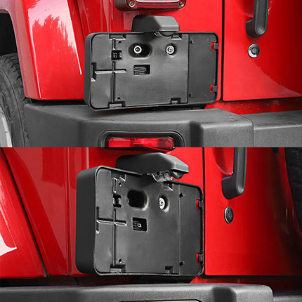 iFJF Rear License Plate Holde,License Frames Tag Bracket Relocation Mount Black with Lamp for Wrangler JK JKU 2007-2017 (Black)