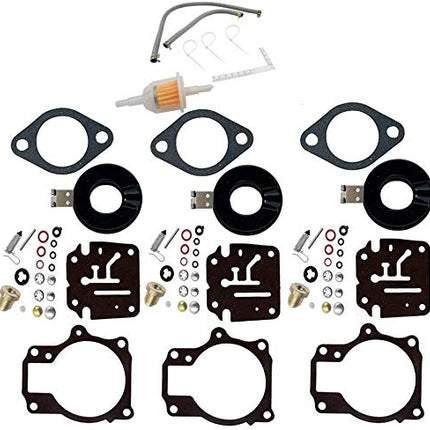 iFJF 3PCS Carb Rebuild Kit for 398729 396701 392061 9-37107 18-7222 18-7042 18 20 30 40 75HP Outboard Motors With Float