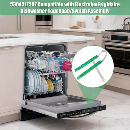 iFJF 5304517587 Dish-washer User Interface Control Bu-tton Assembly Compatible with Frigi-daire 4840235 5304517587 AP6802340 PS12585690 EAP12585690