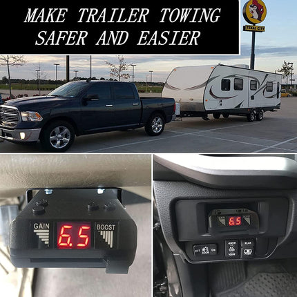 iFJF 8508211 Proportional Electronic Trailer Brake Controller Digital LED Screen Display with 2 to 8 Braking System