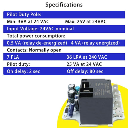 iFJF 57T01-843 Blower Time Delay Relay, Replacement for 91-9301, C800924P01, RLY02807, X13260259010, RLY02257, 57T01-843 24V Post-Purge Fan Delay Control
