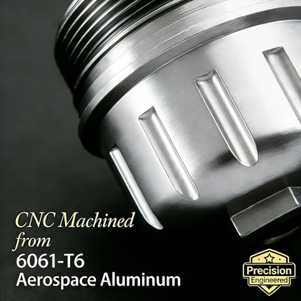 CNC machined 6061-T6 aerospace aluminum — precision detail