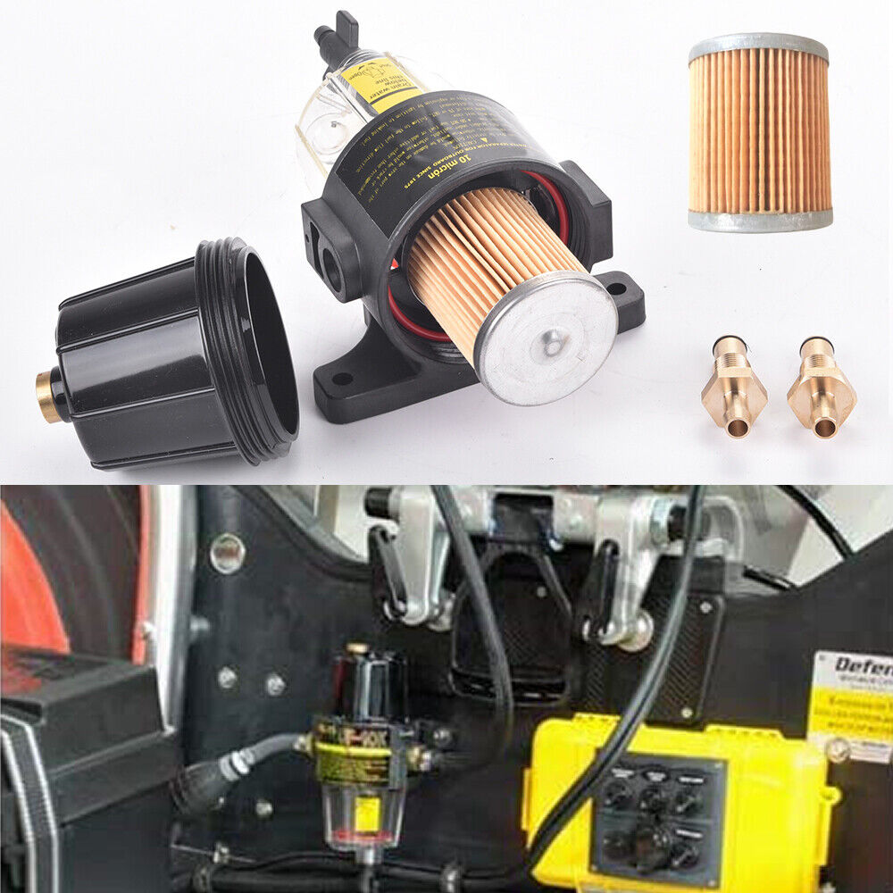 5x Filtro Carburante Separatore D'Acqua UF-10K Per Motori Fuoribordo – 10 Micron, Coppa Trasparente, Portata 117 L/h, Adatto A 350 CV