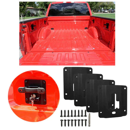 For 2015-2019 Ford F150 F250 F350 Tie Down Brackets Truck Bed Cargo Standard Bed Interface Plate Set 4 With 16 Anti-theft Screws