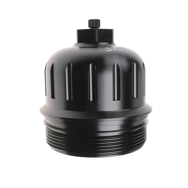 134001 Fuel Filter Housing Cap Black for 2017-2020 6.6L L5P 2500HD 3500HD Billet Aluminum with Drain Plug