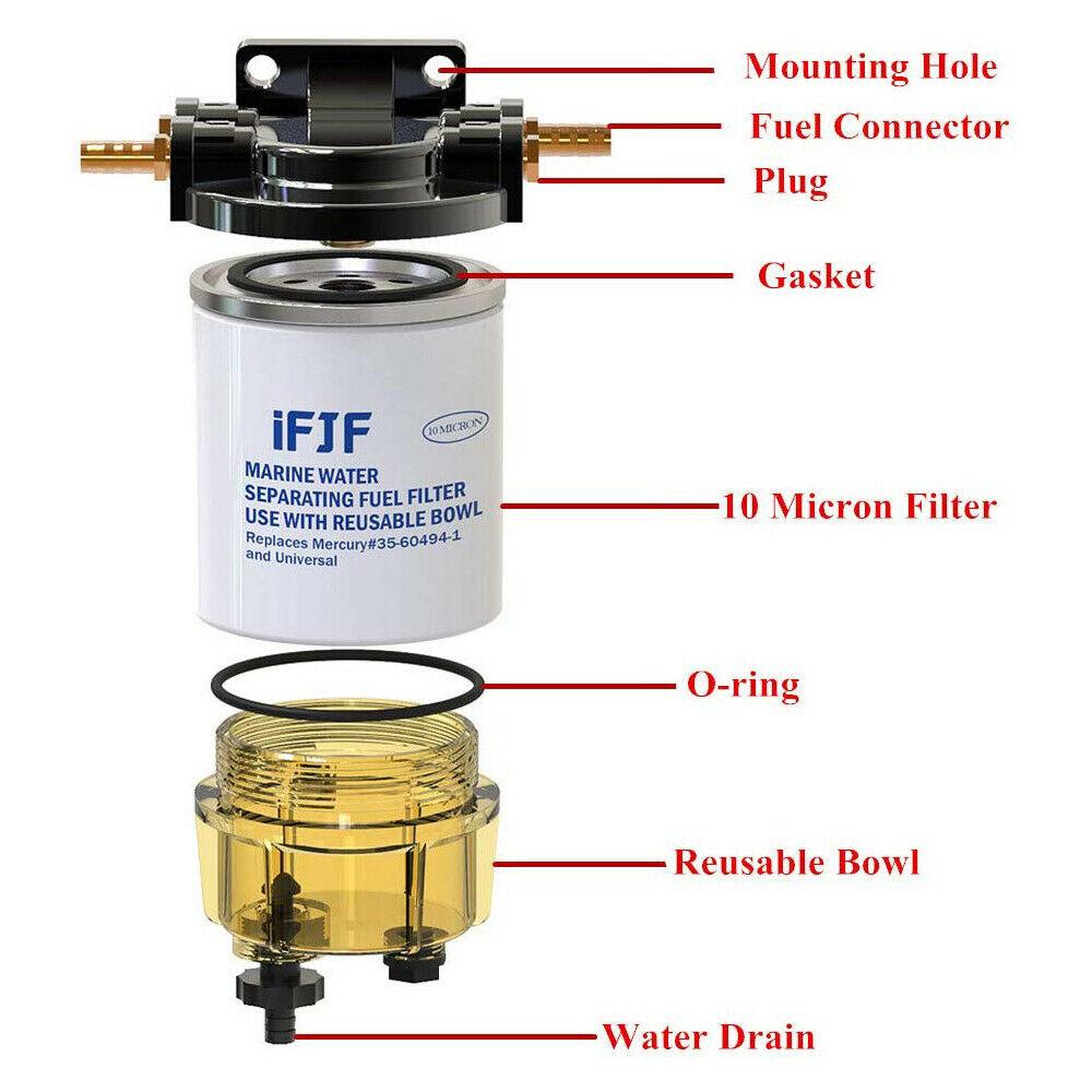 S3213 Fuel Filter Water Separator With Clear Bowl For Mercury Outboard Motors